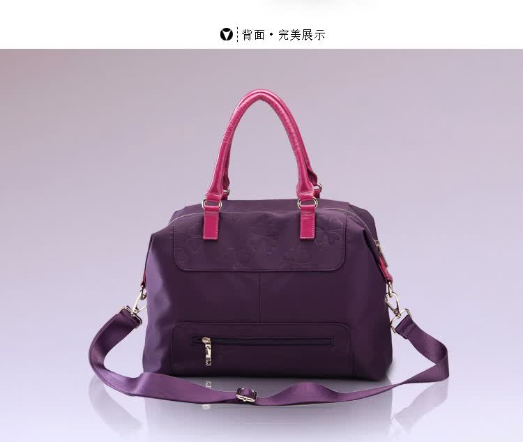 紫魅bensjiaos<em>四叶草女包</em>气质紫色高档尼龙包