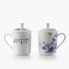 思喜 描金粉彩日用陶瓷办公水杯 茶杯 情侣对杯 满园春色