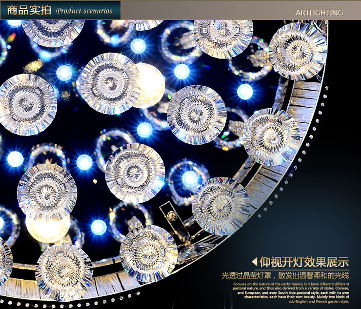 光印现代K9水晶灯LED吊灯餐厅灯客厅灯卧室灯吧台灯玄关灯MD1034 直径43cm