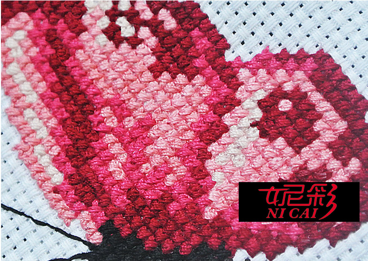 
                                        妮彩 十字绣【成品】 电脑机绣不带框 家和万事兴华丽版120*48CM 牡丹富贵花开                