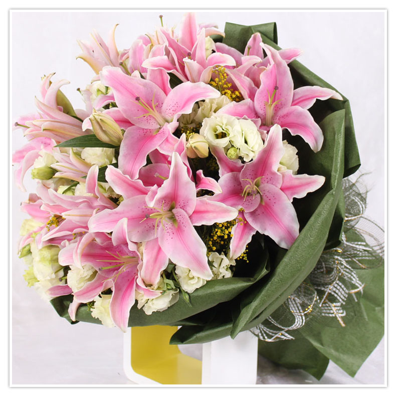 百合花【12朵百合花】鲜花速递全国送花 玫瑰百合花混搭花束 生日鲜花