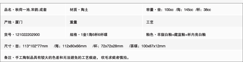 
                                        万仟堂（Edenus） 万仟堂陶瓷茶具套装整套茶具日式功夫6人成套礼盒茶具 秋荷一池 配茶盘-有排水                