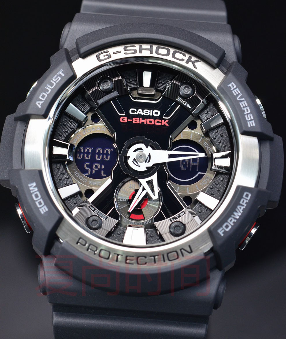 casio卡西欧 g-shock ga-200-1adr双显金属狂潮双显运动男表_ga-200