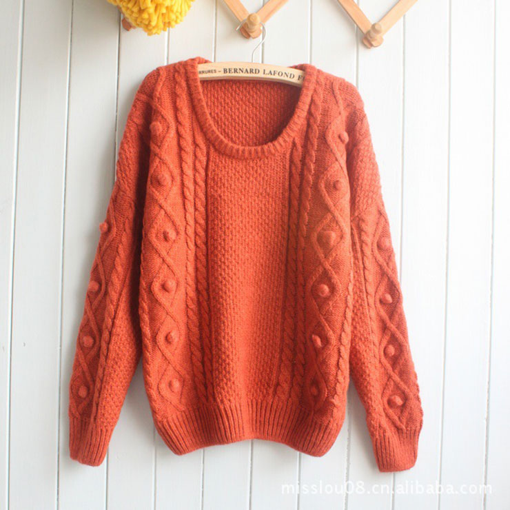 RRANGLE森系棒针毛线复古麻花纹宽松<em>毛衣</em>在