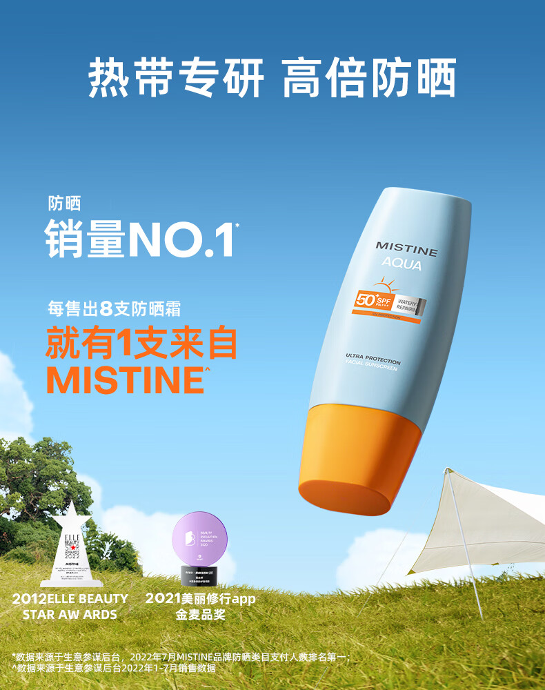 蜜丝婷（Mistine）小黄帽防晒霜乳隔离男女面部学生军训敏感肌防水防汗 23年新版小黄帽40ml