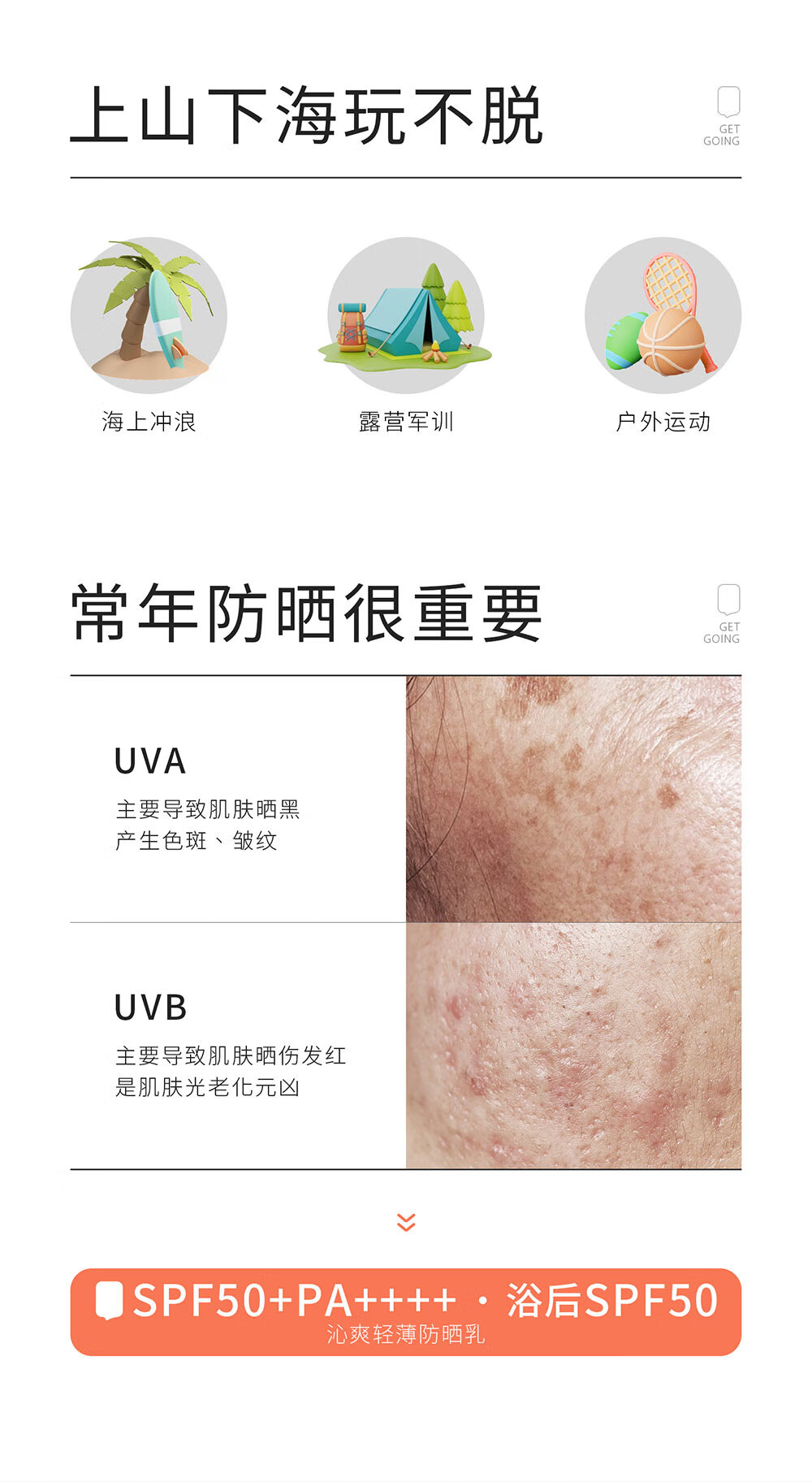 934沁爽轻薄高倍防晒霜乳防水防汗紫外线学生防晒霜男女适用 【高倍防晒】45ml