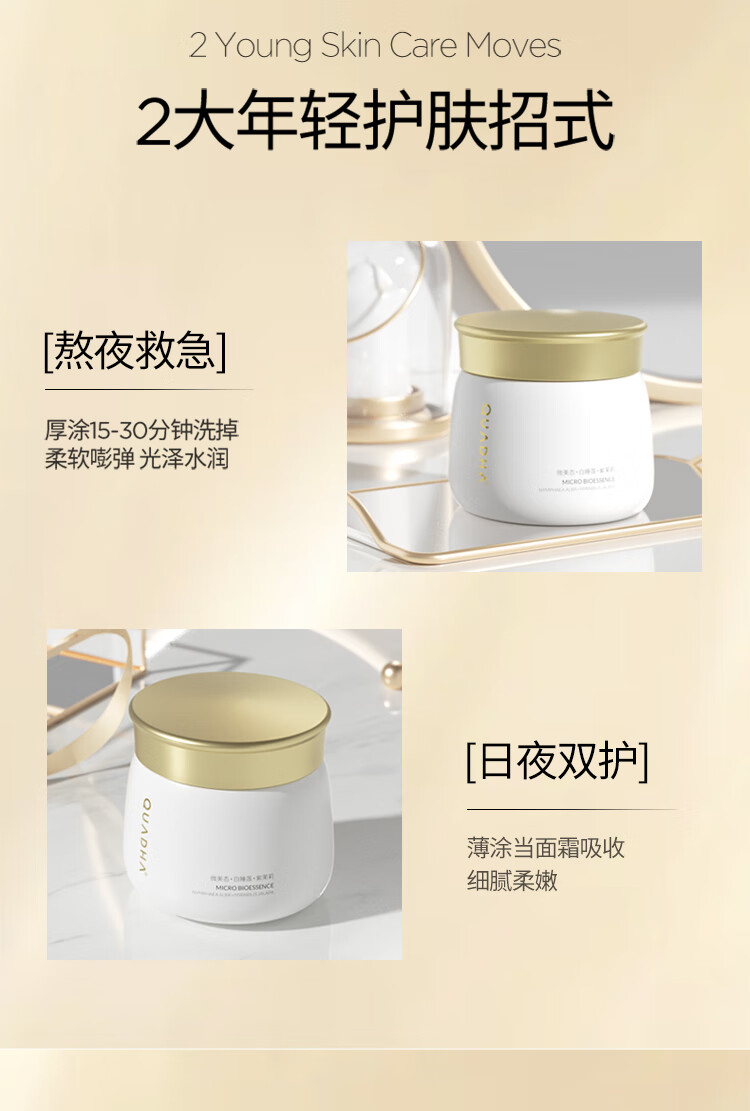 夸迪 华熙生物5D玻尿酸熬夜弹嫩盈透涂抹面膜补水保湿呵护面膜 涂抹面膜-50g