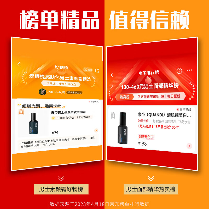 泉帝（QUANDI）男士素颜霜水润控油遮瑕提亮 懒人霜男隐藏毛孔专用护肤品quan帝 男士素颜霜一瓶装