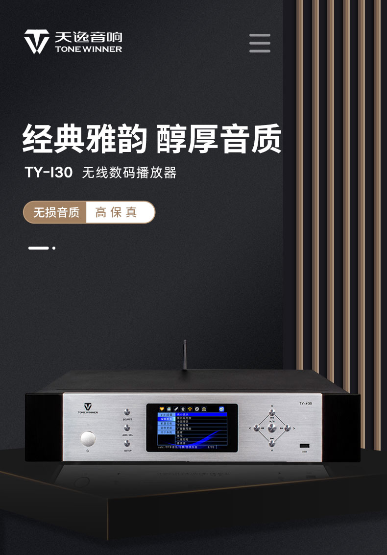 天逸（winner）TY-i30数字无损音乐HIFI播放机蓝牙数字WiFi音频解码发烧级U盘播放器 TY-i30