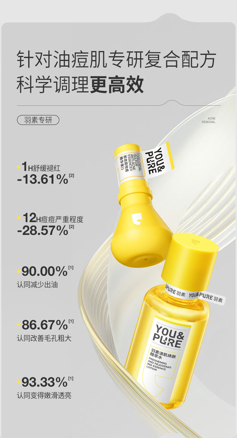 羽素毛孔收敛水去闭口控油无酸可湿敷收缩毛孔精萃爽肤水护肤补水 祛痘精华15ml+水200ml