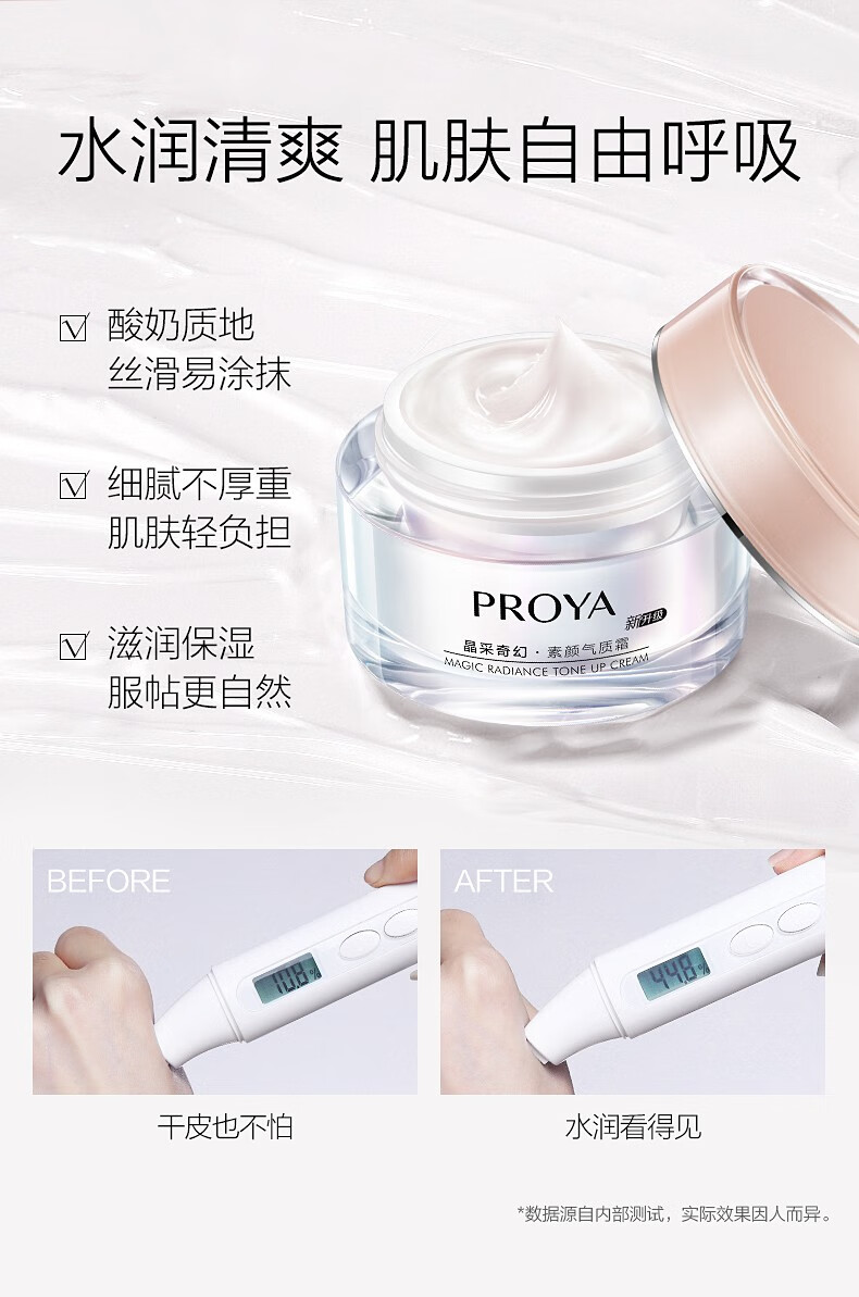 珀莱雅（PROYA）素颜霜女懒人面霜遮瑕隔离补水保湿护肤品提亮肤色润肤保湿霜裸妆 素颜霜50g