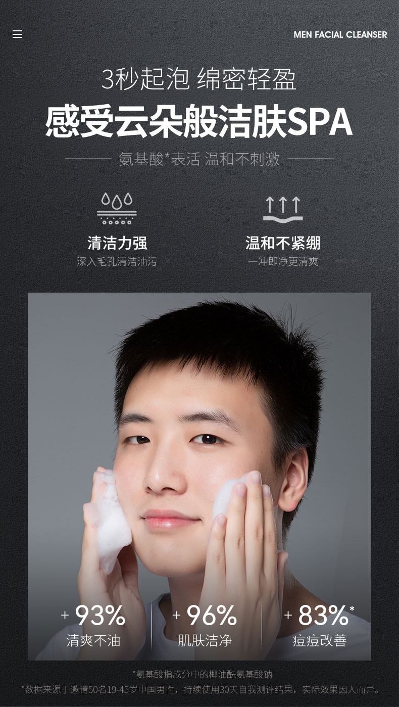 仁和匠心洗面奶男士除螨洗面奶男女控油深清洁毛孔洁面乳不紧绷 植物复合净颜洁面乳1瓶装