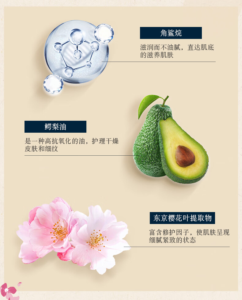 蝶印【日本原装进口】樱花角鲨烷护手霜50g保湿补水秋冬滋润防干裂 50g*1支