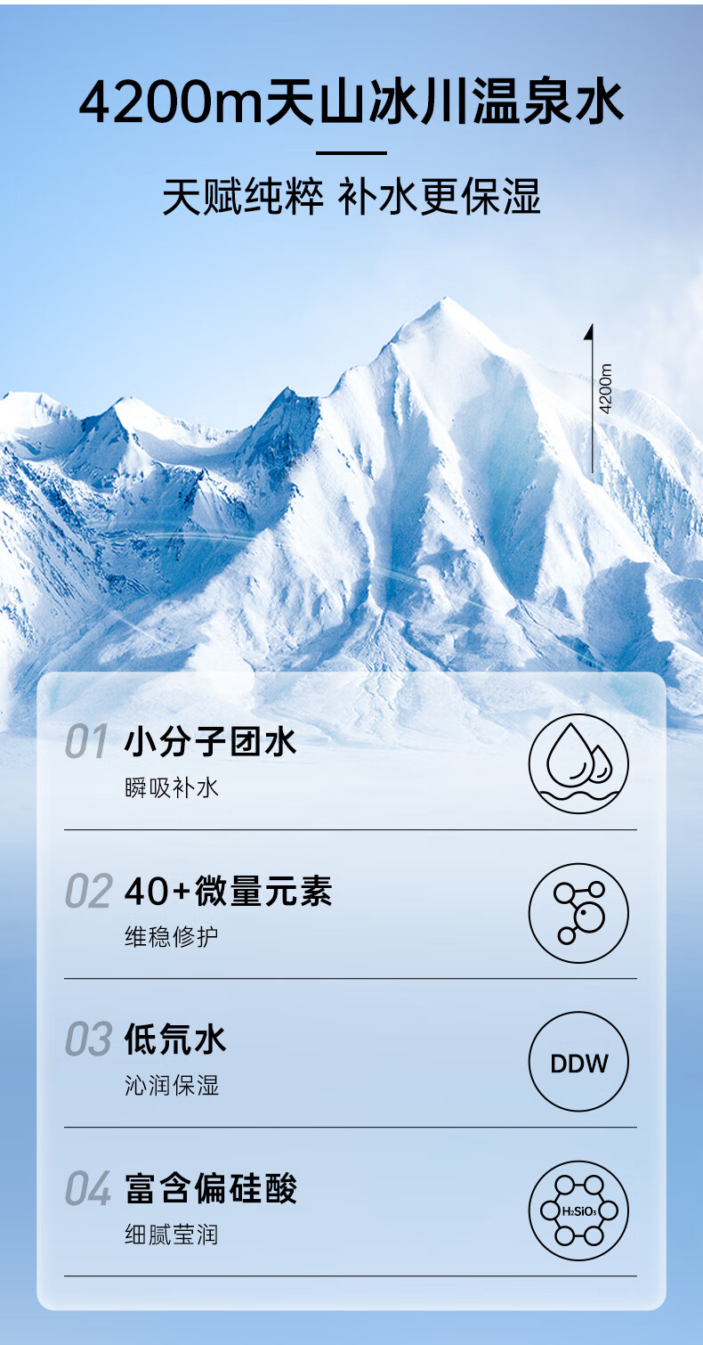 弥玥泉冰川温泉水保湿喷雾小分子补水修护爽肤水 敏感肌可用 750ml