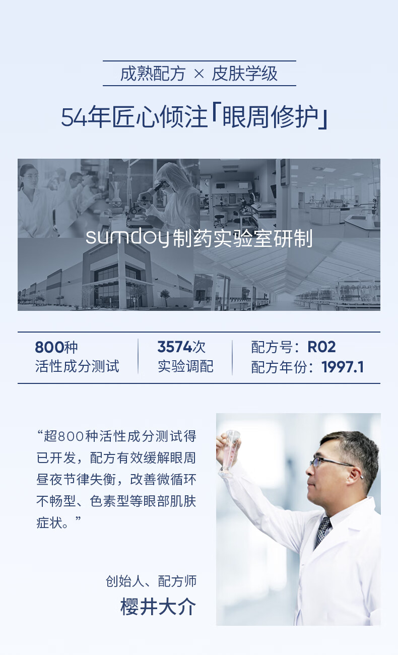 SUMDOY进口眼霜改善黑眼霜男士眼袋淡化细纹抗皱提拉紧致男士女 【紧致眼周 淡化黑眼圈】30g