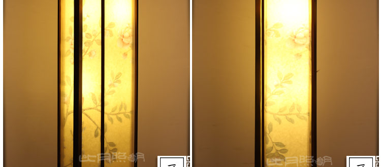 比月中式落地灯卧室客厅餐厅卧室茶楼布艺手绘装饰落地灯3102 