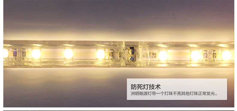 洲明翰源led软灯带客厅吊顶装饰灯带贴片220V灯条超亮5050高亮款（插头需另购） 正白光 5050-72D 6W 加亮款