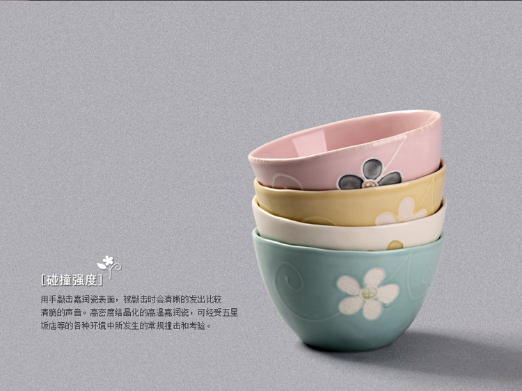 
                                        亿嘉IJARL 创意陶瓷韩式饭碗套装 日式手绘冰裂釉混色5只装雅韵                