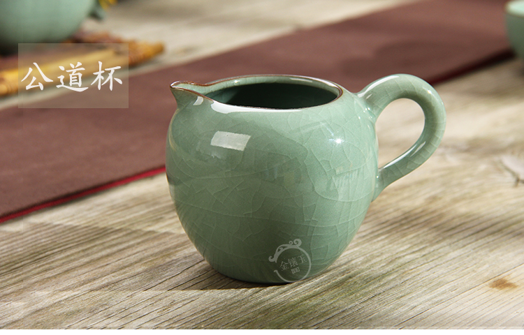 
                                        金镶玉 功夫茶具 8头美人哥窑套组 陶瓷茶杯茶壶公道杯整套                