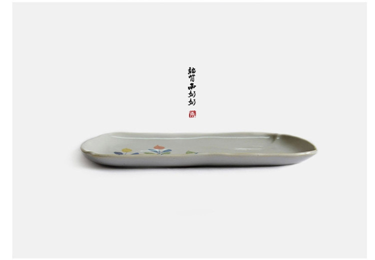 亿嘉IJARL lototo创意陶瓷日式和风10英寸饭盘凉菜盘长圆盘 野花F672HF063