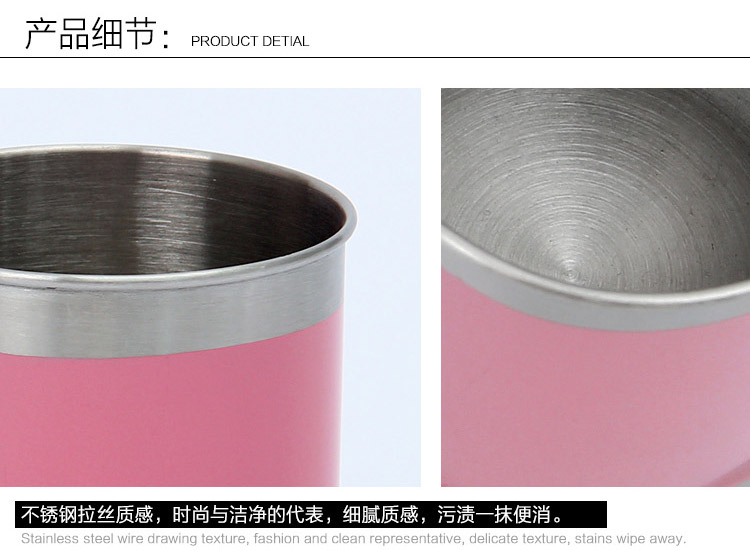 
                                        
                                        欧润哲 漱口杯 304不锈钢砂光结婚情侣浴室圆形款刷牙杯水杯 粉蓝粉红 2只装                