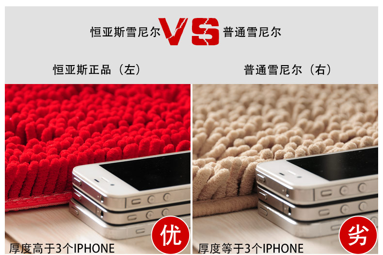 恒亚斯心形雪尼尔地垫门垫卧室浴室门口吸水防滑地垫50*60cm脚垫 紫色 50*60厘米心形