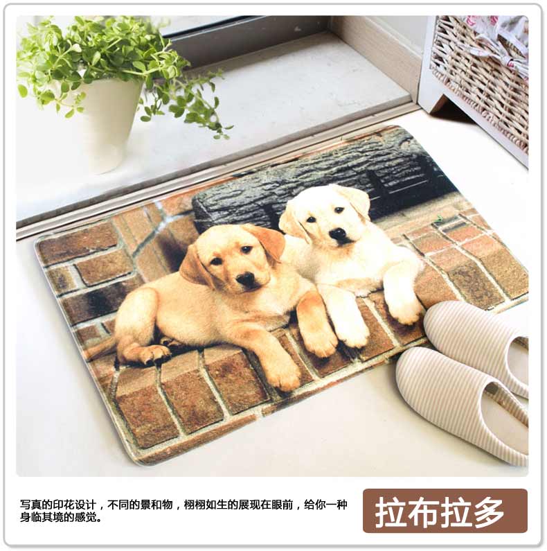 
                                        屋尔美 进门门厅玄关防滑地垫 家卧室简约家用脚垫垫子 黑色波点 40*60CM                