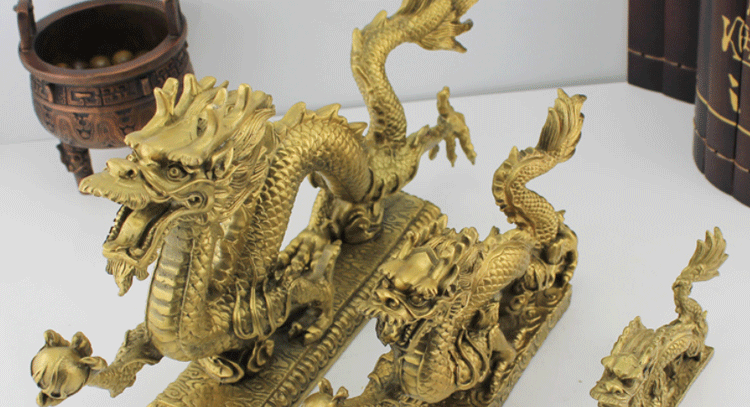 
                                        聚善缘铜质汉龙摆件十二生肖龙家居装饰品工艺品摆设桌面摆件礼品室内玄关酒架书柜手艺术品 中号 0.8公斤净重                