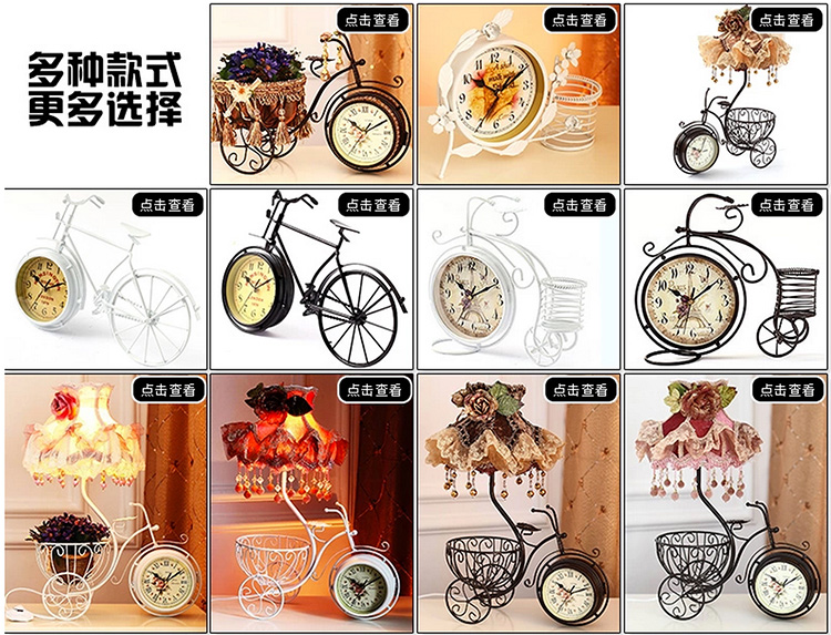 美居一刻(magiceko) 欧式田园创意座钟 台钟 静音装饰双面钟表 时尚唯美台灯钟