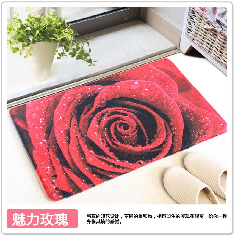 
                                        屋尔美 进门门厅玄关防滑地垫 家卧室简约家用脚垫垫子 黑色波点 40*60CM                