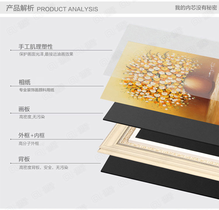 爱尚家 立体手绘油画装饰画现代简约发财树玄关壁画客厅挂画餐厅画 蓝色 70x70厘米/单幅