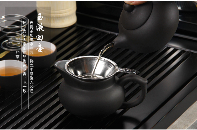 
                                        金镶玉 功夫茶具套装 禅茶一味紫砂白瓷 实木茶盘陶瓷茶壶茶杯电磁炉整套                