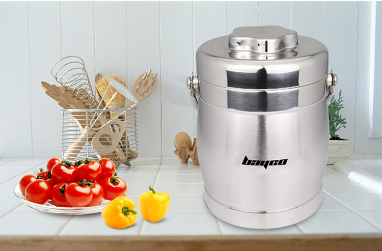 拜格BAYCO 不锈钢真空保温提锅具 1.5L鼓型饭盒BS4706