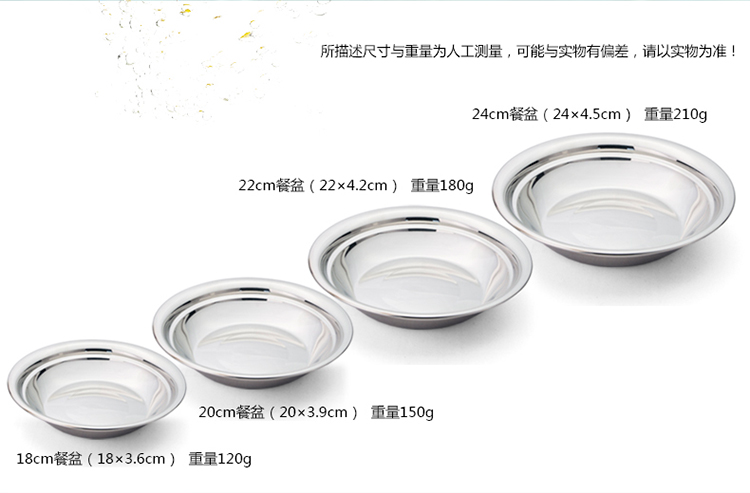 拜格BAYCO宽边加厚不锈钢多用餐盘20cm/BX4921