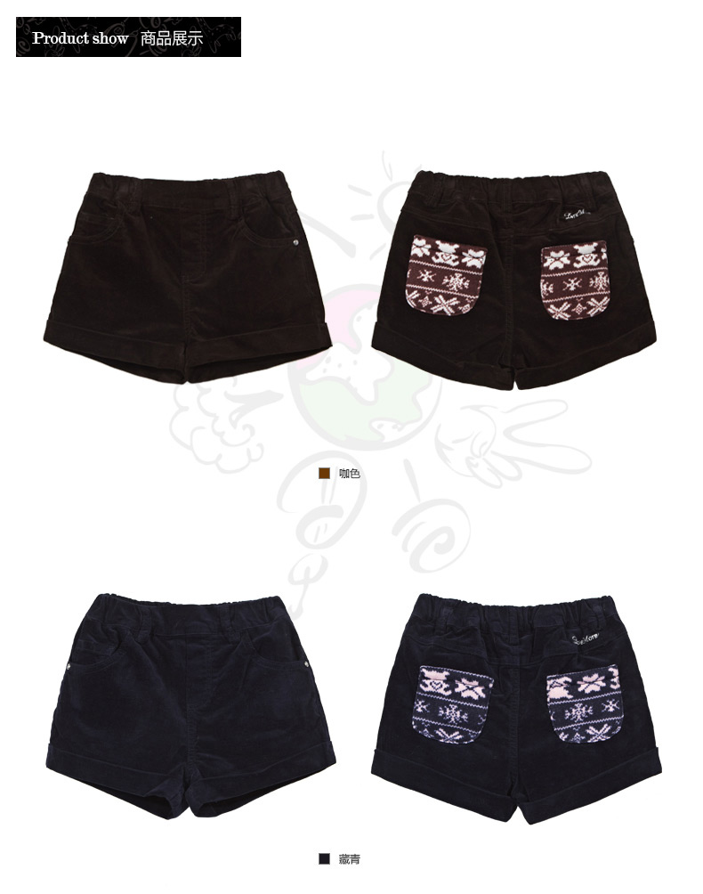 GXG童装 <em>冬</em>款 <em>女童</em>双色百搭<em>短裤</em>B2422179 咖