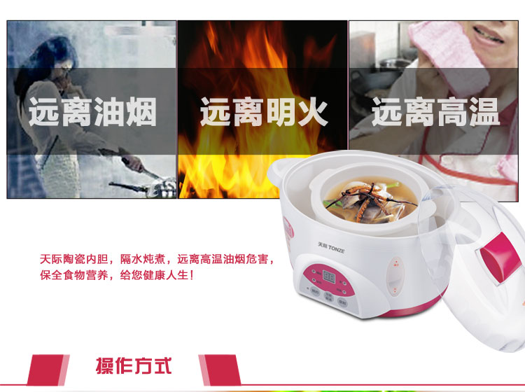 
                                        
                                        天际(TONZE)电炖锅隔水炖 煮粥煲汤BB粥DGD10-10QWG 1L                