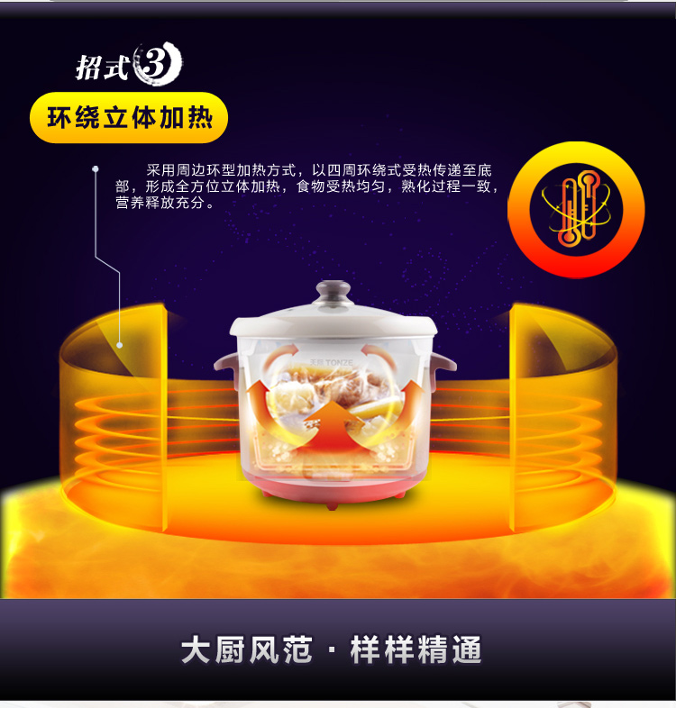 
                                        天际(TONZE)DDG-W310N电炖锅煲汤锅1L                