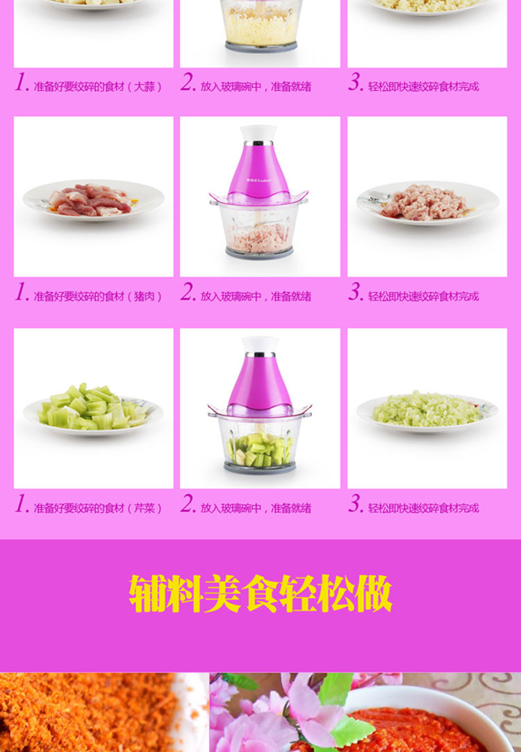 荣事达（Royalstar）RZ-138T 多功能双刀绞肉机料理机家用搅馅切菜机