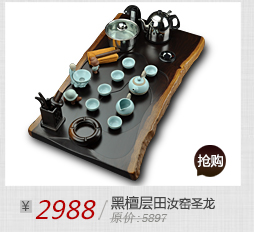 唐丰 整套功夫茶具套装 红木黑檀木实木茶盘 抽水烧水电热炉电热炉 紫砂茶壶茶杯茶道1583 黑檀飞腾-铜瓷唐风