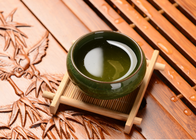 馨铭堂 竹叶清风 冰裂釉茶具鸡翅木茶盘带电热炉整套功夫茶具套装