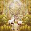 3D-обои для рабочего стола Custom Nordic Forest Oil Painting Elk Large Murals Нетканые обои для гостиной Диваны Murales De Pared