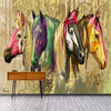 Высокое качество Custom Wall Mural Обои Домашний декор Ретро 3D-ручная роспись Абстрактная живопись маслом для лошадей на холсте для гостиной для гостиной