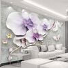 Большие пользовательские обои Mural для стен 3 D Stereoscopic Relief Phalaenopsis Flower Photo Background Нетканые Papel De Parede 3D shinehome black and white zebra strips wallpaper 3d photo rolls for walls 3 d livingroom wallpapers mural roll paper background