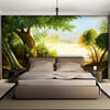 3D Нетканые обои Green Tree Photo Murals Классический пасторальный стиль Дерево Fiber Wallpaper Гостиная Спальня Интерьер 3D-декор интерьер и декор