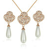 Yoursfs® 18K Rose Gold Plated Chinoiserie Двойное счастье Жемчужное ожерелье и серьга Используйте австрийский комплект ювелирных украшений из бриллиантов