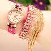 SHENSEE® 20151PC кисточкой женщин rhinestone кожаный слинг золотую цепочку Кварцевые наручные часы