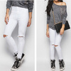 Summer Women Stretch Slim Pencil Pants Full Length Sexy Ripped Hole Skinny High Waist Trousers Plus Size Pantalon Femme summer women knee length jeans street style big hole ripped jeans slim stretch women denim pants high quality