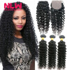 N.L.W Hair Brazilian Deep Wave Black Women Free Ship 100% Unprocess Virgin Human Hair with 4*4inch L