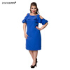 COCOEPPS Fashion Новые сплошные женские платья 2017 Sexy Plus Размер с плечом Женское платье Большой размер Ruffles Sleeve Blue футболка однотонная с открытым плечом