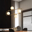 HL487721 Cream Glass Globe LED Chandelier Oval Ring LED Chandelier in Gold for Bar Counter Cafe